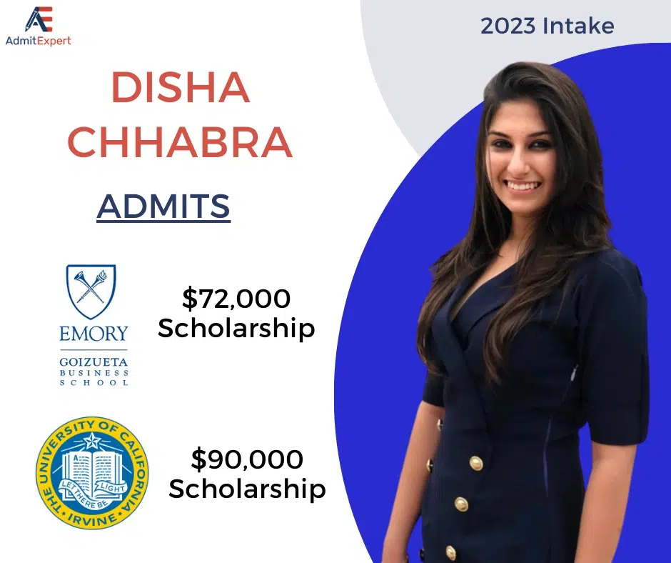 Disha Chhabra received MBA admit from Emory with GMAT Waiver